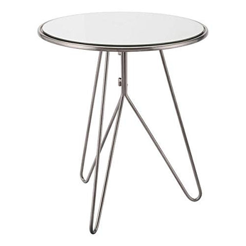 ArtFuzz 19.5 inch X 19.5 inch X 22.4 inch Silver Mirrored End Table