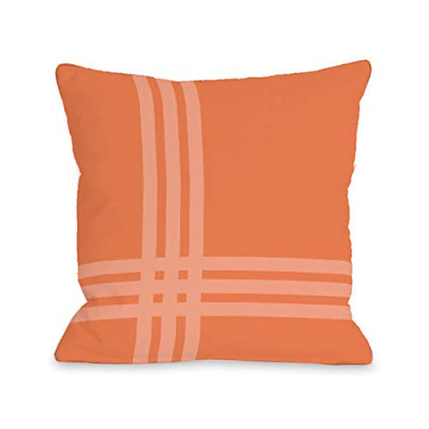 One Bella Casa 74699PL18 18 x 18 in. Plaid Pop Tangerine Pillow