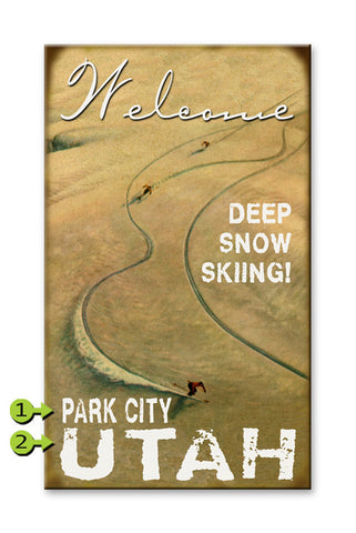 Deep Snow Skier Wood 23x39