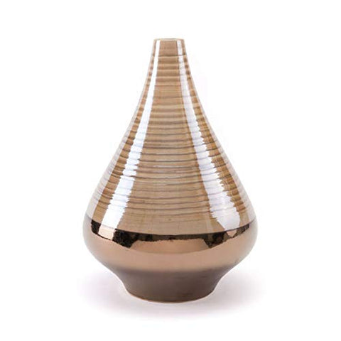 ArtFuzz 9.6 inch X 9.6 inch X 13.6 inch Dual Short Brown and Pearl Vase