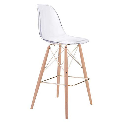 ArtFuzz 20.3 inch X 21.7 inch X 44.3 inch Polycarbonate Metal and Beech Wood Bar Chair