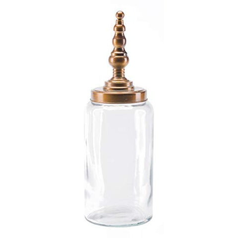 ArtFuzz 6.3 inch X 6.3 inch X 18.7 inch Decorative Brass Steel Tower Jar