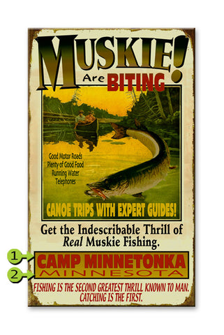 Muskie Are Biting Wood 28x48