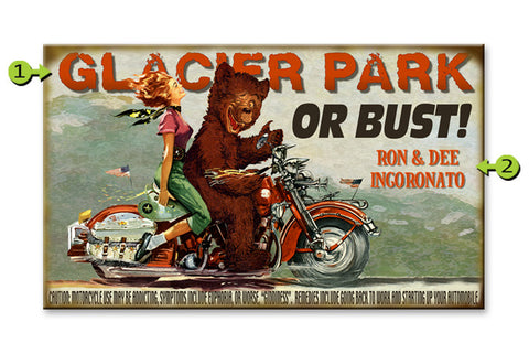 Motorcycle Couple (Bear) Wood 28x48