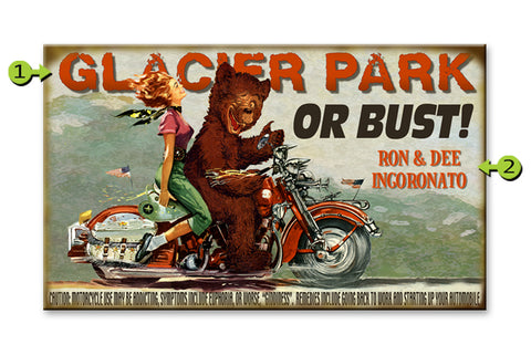 Motorcycle Couple (Bear) Metal 18x30