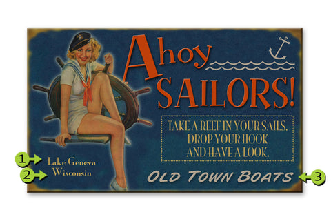 Ahoy Sailors Girl Metal 14x24