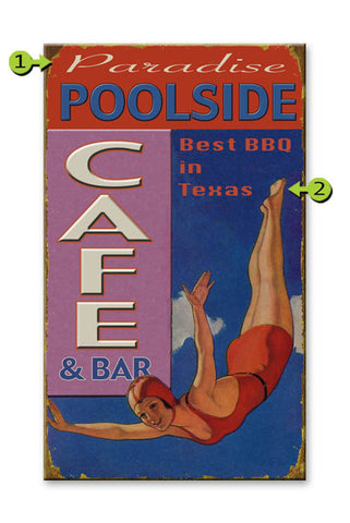 Diving Woman Cafe Wood 18x30