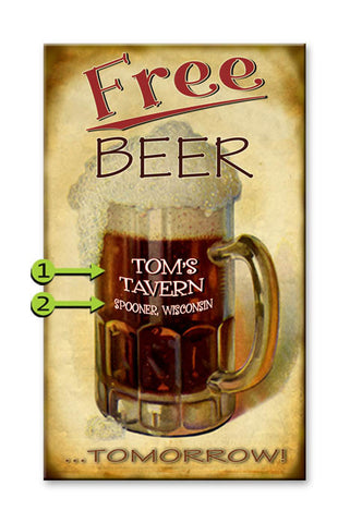Free Beer Tomorrow Metal 23x39