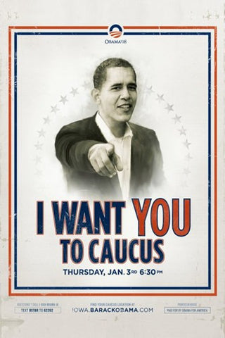 Barack Obama -  (Iowa Caucus) Campaign Poster Movie Poster Print