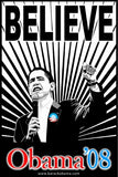 Barack Obama - (Believe Red and Blue) Campaign Poster Movie Poster Print