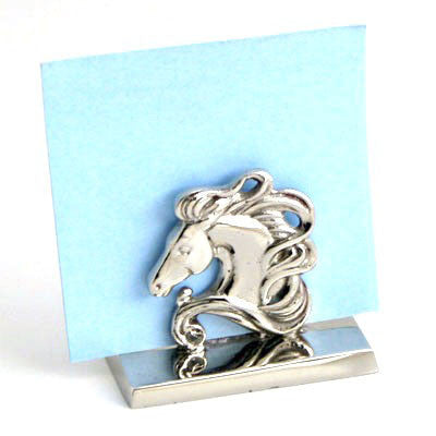 Set Of 3  Nickel Horse Card Holder