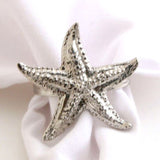 Set Of 4  Nickel Starfish Nap-Ring