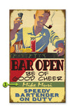 Bar Open, Speedy Bartender Wood 28x48