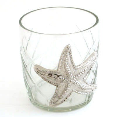 Set Of 3  Nickel Starfish On Glass