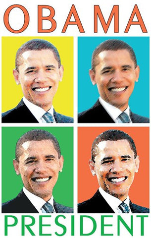 Barack Obama - (4 Faces) Campaign Poster Movie Poster Print