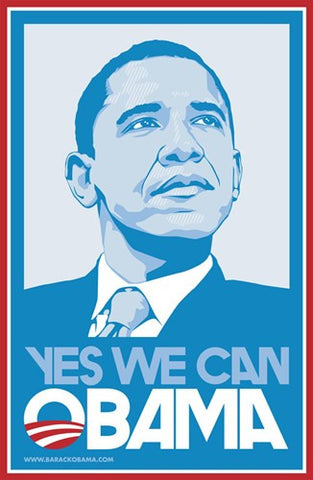 Barack Obama, (Blue, Yes We Can) Campaign Poster Movie Poster Print