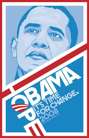 Barack Obama - (Hope, Blue) Campaign Poster Movie Poster Print