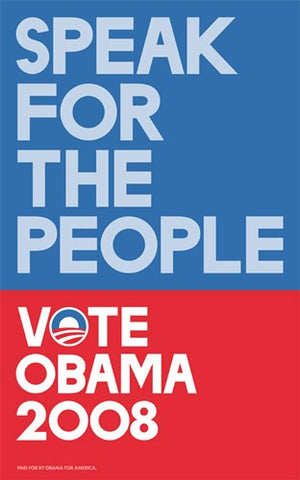 Barack Obama - (Speak for People-blue) Campaign Poster Movie Poster Print