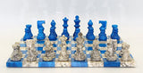 Scali Blue and Grey Basic Alabaster Chess Set
