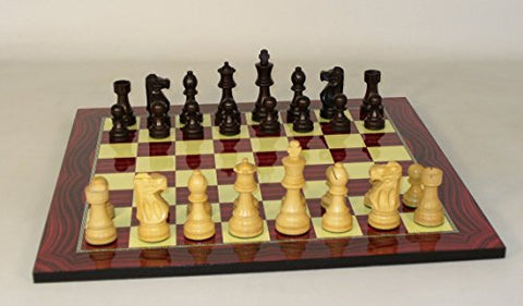 Black French on Red Decoupage Board Chess Set