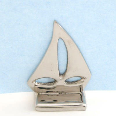 Set Of 4  Nickel Boat Place Card