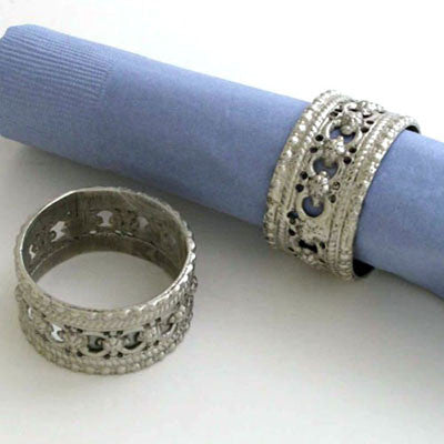Set Of 6  Nickel Napkin Ring