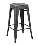ArtFuzz 30 inch Distressed Black Backless Metal Barstool with a Set of 2