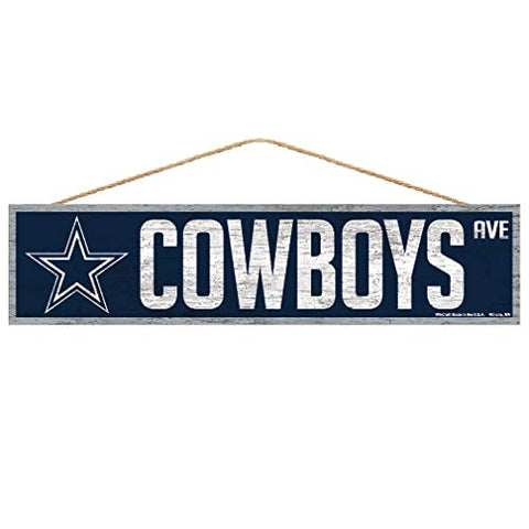 WinCraft NFL Dallas Cowboys SignWood Avenue Design, Team Color, 4x17