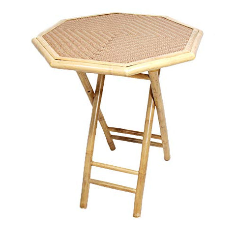 ArtFuzz 30 inch Natural and Tan Bamboo Octagonal Folding End Table