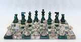 Worldwise Imports Green and Grey Alabaster Chess Set