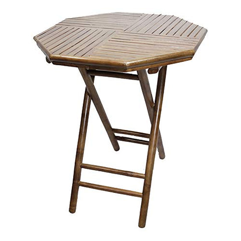 ArtFuzz 30 inch Natural and Tan Brown Bamboo Octagonal Folding End Table