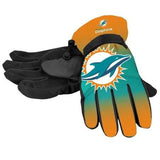 Forever Collectibles NFL Miami Dolphins Insulated Gradient Big Logo Gloves, Team Colors, Small/Medium