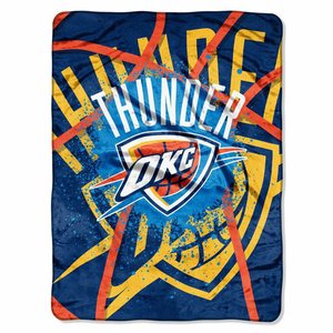 Officially Licensed NBA Oklahoma City Thunder Shadow Play Plush Raschel Throw Blanket, 60
