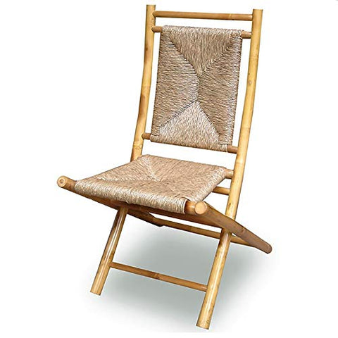 ArtFuzz 36 inch 2 Bamboo Folding Chairs with a Triangle Weave