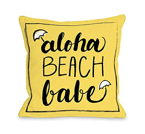 One Bella Casa 73719PL18 18 x 18 in. Aloha Beach Babe Pillow44; Yellow & Black