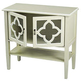 ArtFuzz 30 inch Beige Wood Clear Glass Console Cabinet with 2 Doors and a Shelf
