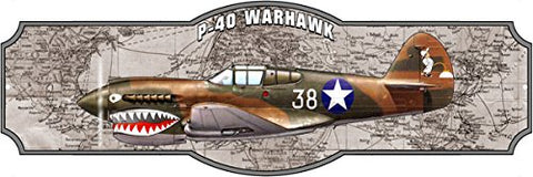 ArtFuzz Airplane P40 Warhawk Laser Cut Out Sign by Steve McDonald 8x24