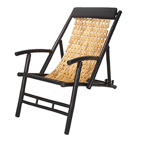 ArtFuzz 27.5 inch Natural and Black Bamboo Folding Sling Chair