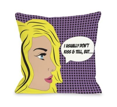 One Bella Casa Don't Kiss & Tell Comic Throw Pillow by OBC 18 X 18