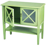 ArtFuzz 30 inch Apple Green Wood Clear Glass Console Cabinet with 2 Doors and a Shelf
