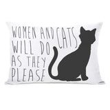 ArtFuzz Women and Cats - Black Lumbar Pillow by OBC 14 X 20
