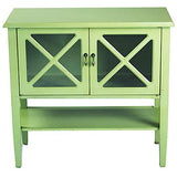 ArtFuzz 30 inch Apple Green Wood Clear Glass Console Cabinet with 2 Doors and a Shelf