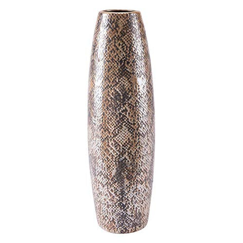 ArtFuzz 6.1 inch X 6.1 inch X 19.7 inch Brown Snake Skin Tall Vase