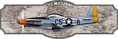ArtFuzz Airplane P51 Mustang Laser Cut Out Sign by Steve McDonald 8x24