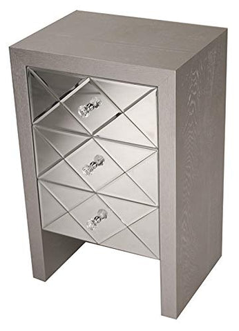 ArtFuzz 28 inch Silver Wood Accent Cabinet with 3 Mirrored Glass Drawers