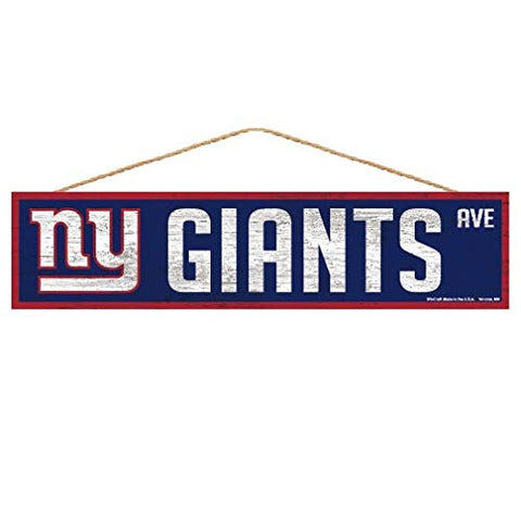WinCraft NFL New York Giants SignWood Avenue Design, Team Color, 4x17