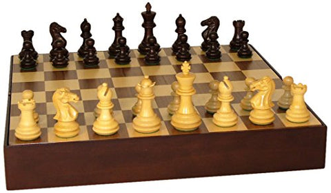 Walnut Stained Exclusive on Walnut Chest Board Chess Set