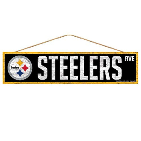 WinCraft NFL Pittsburgh Steelers SignWood Avenue Design, Team Color, 4x17
