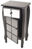 ArtFuzz 32.7 inch Black Wood Accent Cabinet with Mirrored Drawer and Door