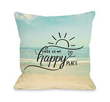 One Bella Casa My Happy Place Beach - Multi Throw Pillow by OBC 16 X 16